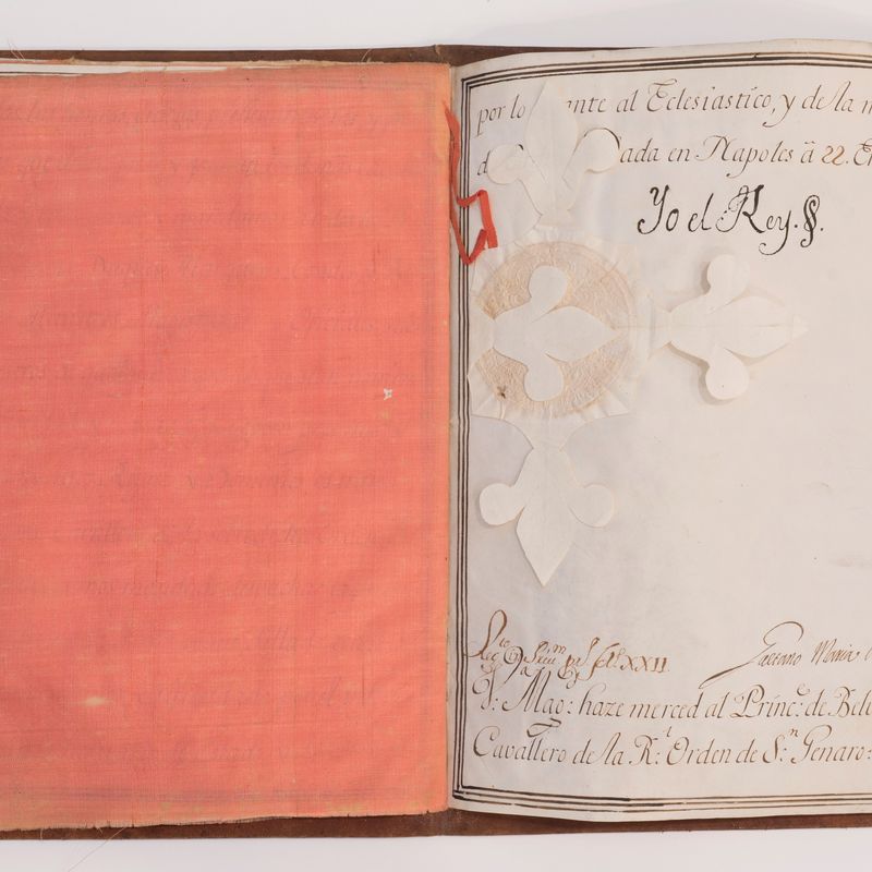 Decreto di nomina del Principe di Belvedere, Don Francesco Maria Carafa, a Cavaliere del Real Ord...