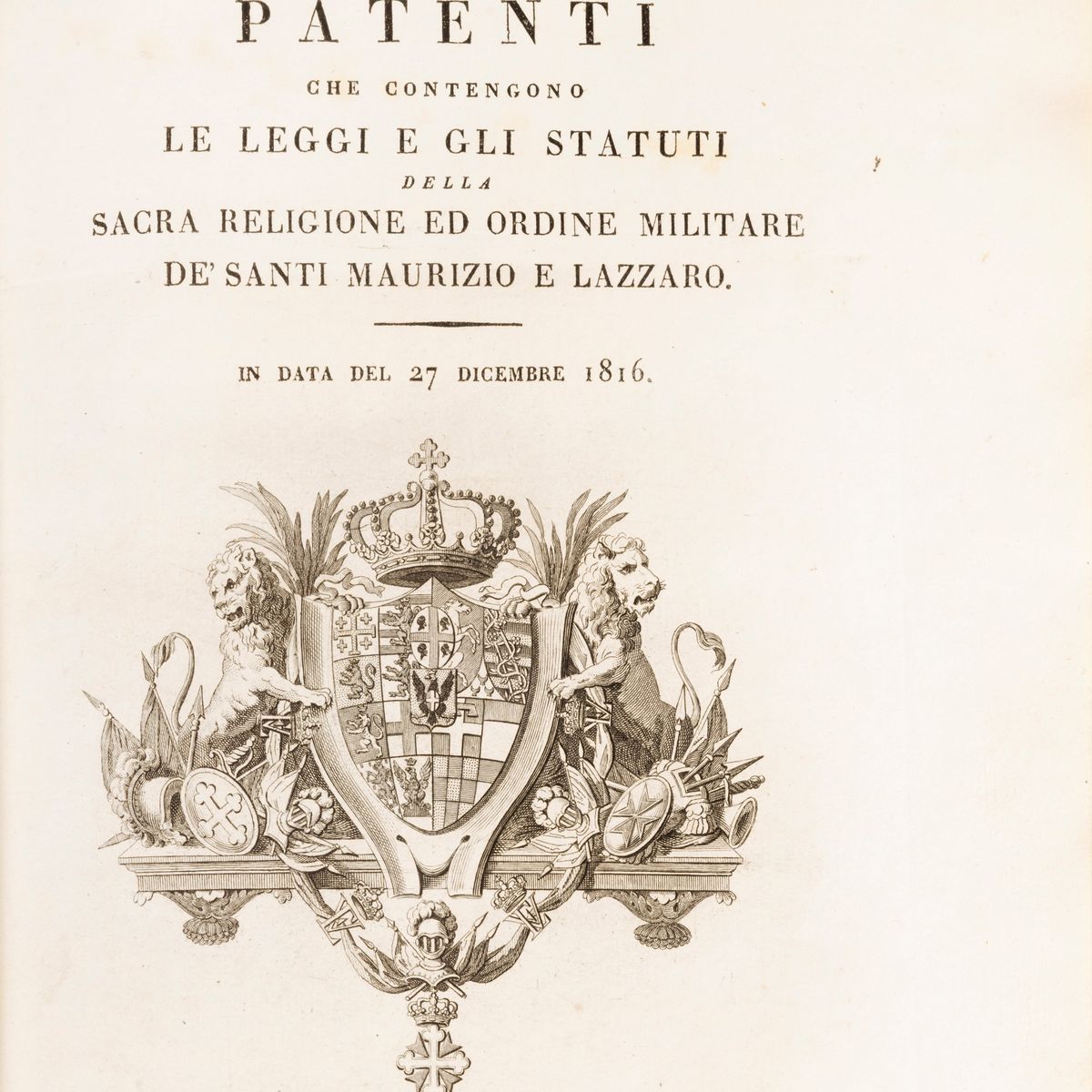 Regie Magistrali Patenti, Leggi e Statuti dell'Ordine Militare dei Santi Maurizio e Lazzaro, 1816