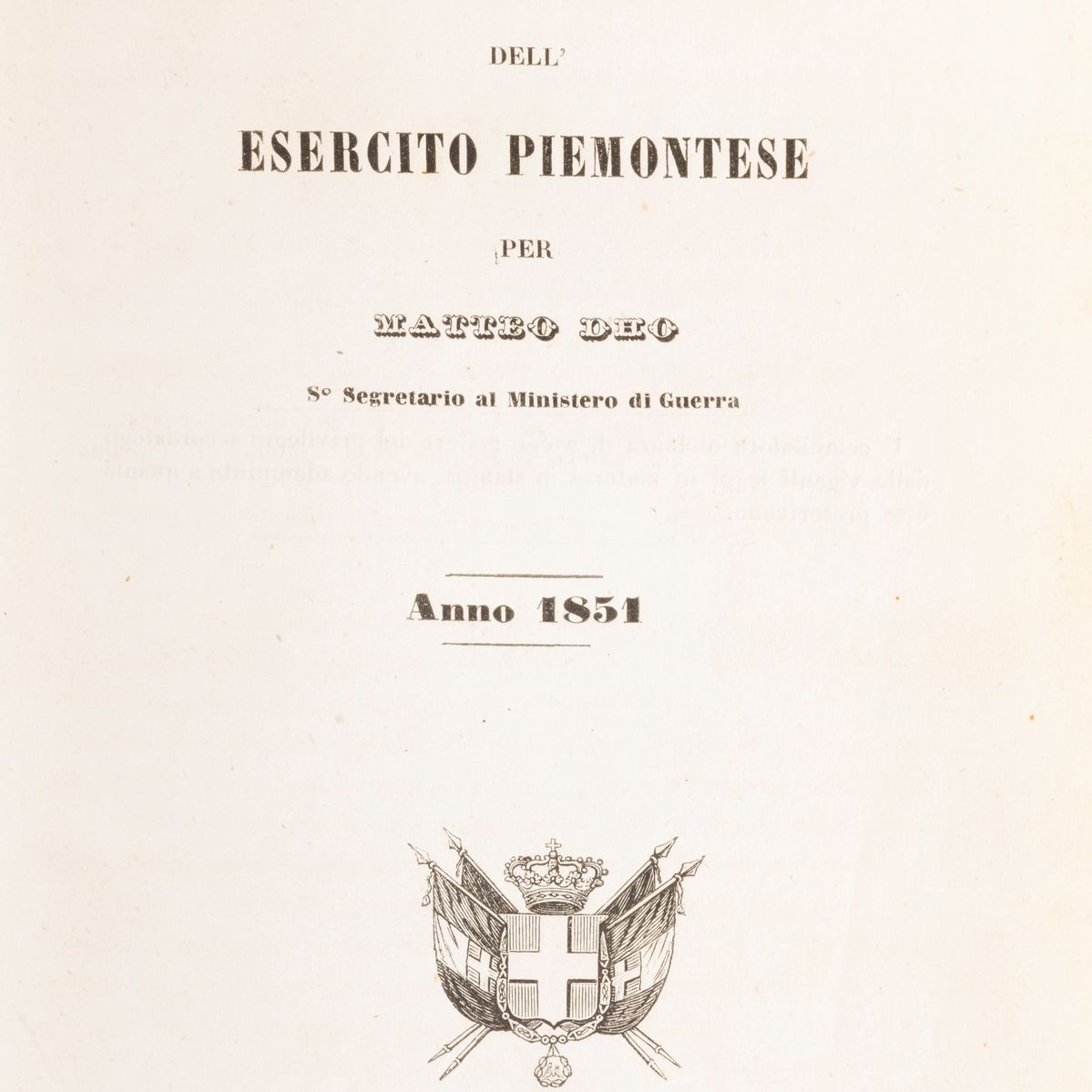 Indicatore militare generale dell'Esercito Piemontese, 1851