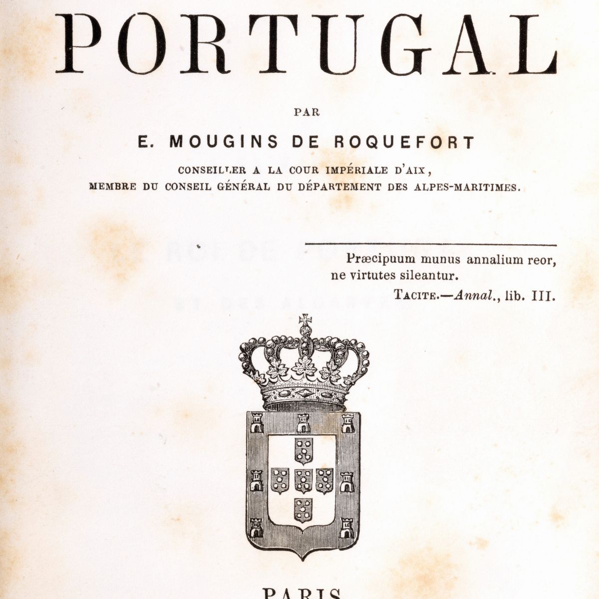 Auguste Aubry, Histoire chevalleresque du Portugal, 1862