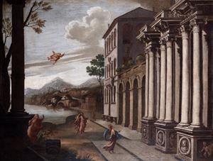 Architectural capriccio with figures
