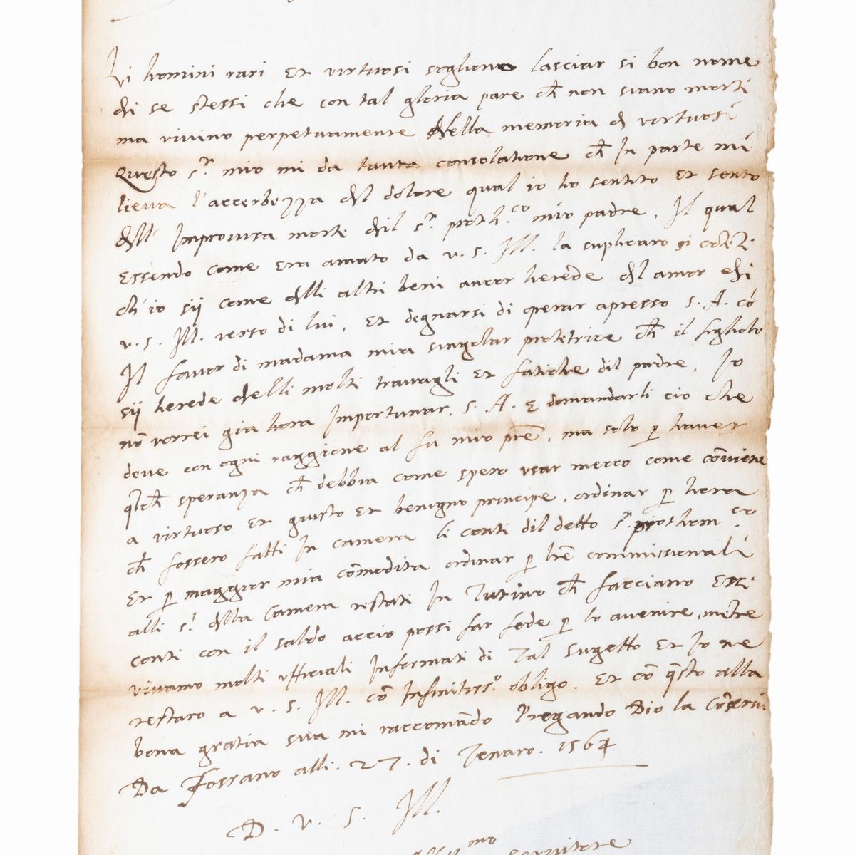 Antonino Tesauro, Gaspare Antonio Tesauro - Due lettere autografe datate 1564 e 1584