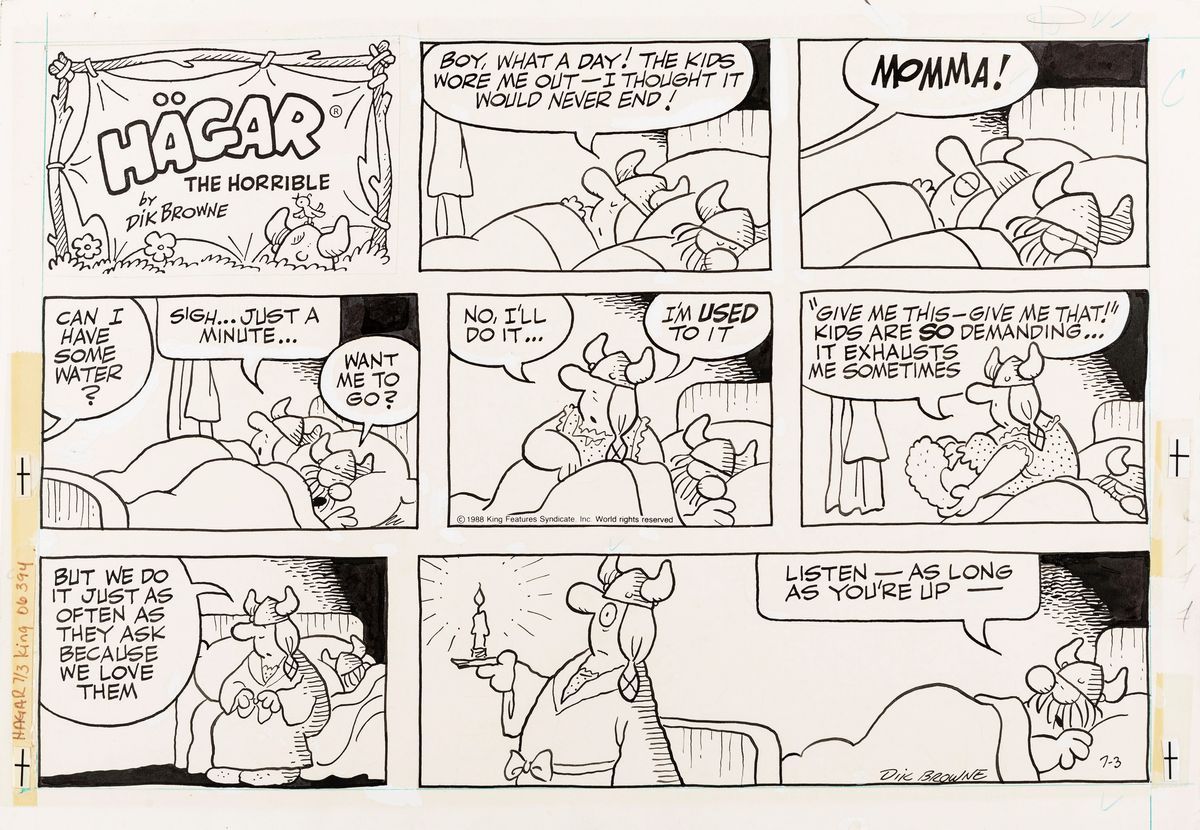 Dik Browne Hagar the Horrible 03/07/1988 Original Comic Arts