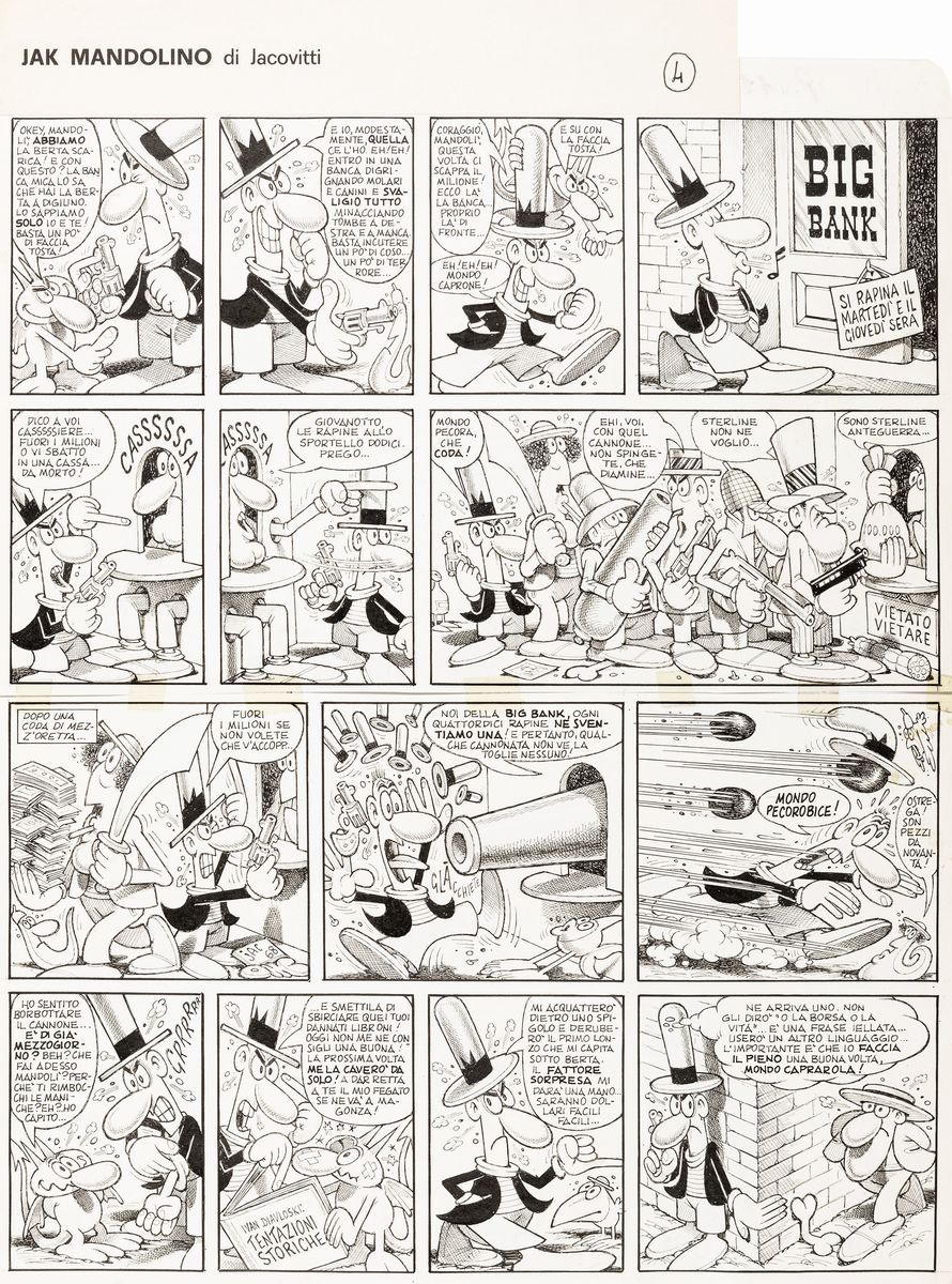 Benito Jacovitti - Jak Mandolino 1968 | Fumetti: Tavole e Illustrazioni Originali | Finarte, casa d'aste