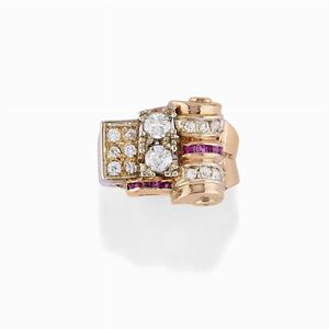 Anello con rubini e diamanti