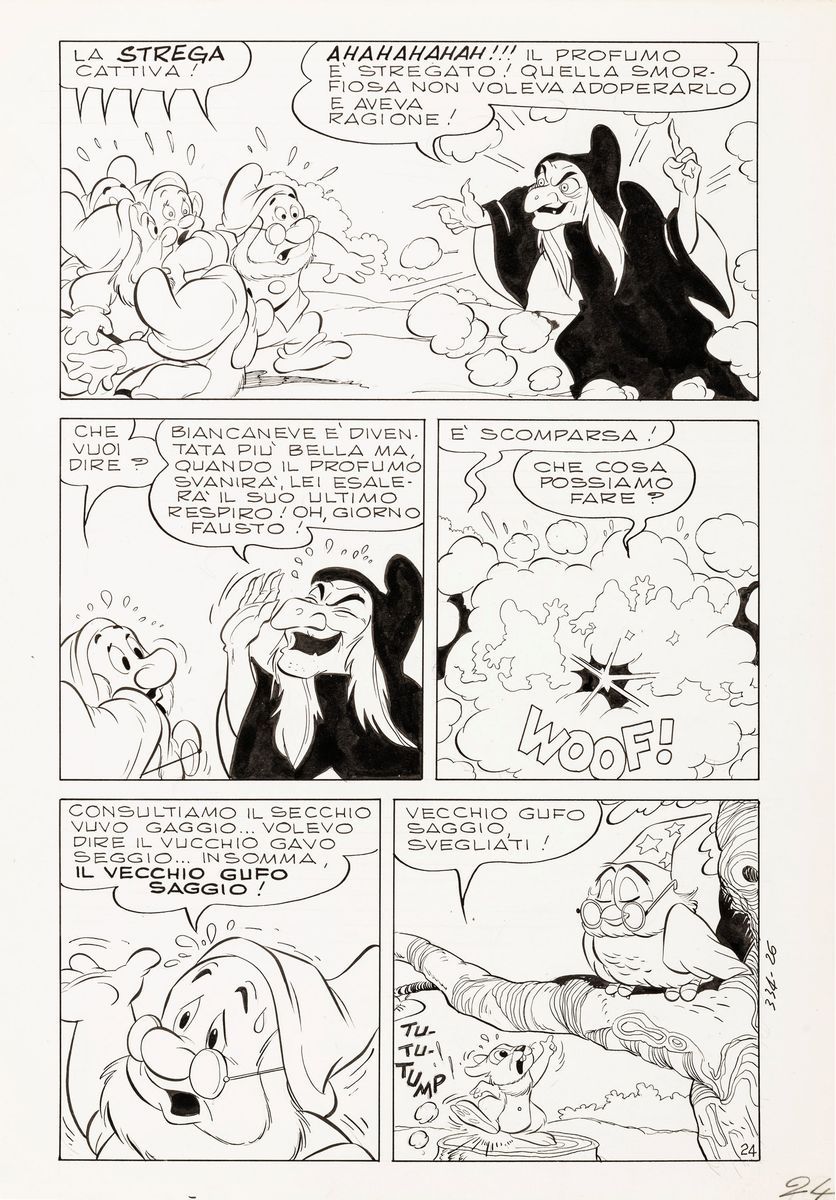 Romano Scarpa - Biancaneve e la Pasqua nel bosco 1962 | Original Comic