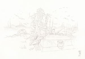 Pinocchio piange sulla tomba della Fatina