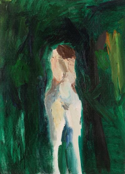 Nudo nel verde, olio su tela