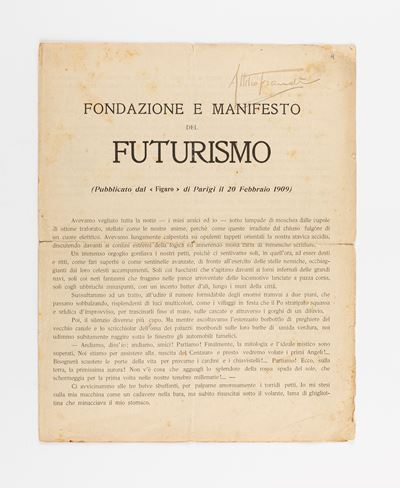 Fondazione e Manifesto del Futurismo, 1909, cm 29 x 23
