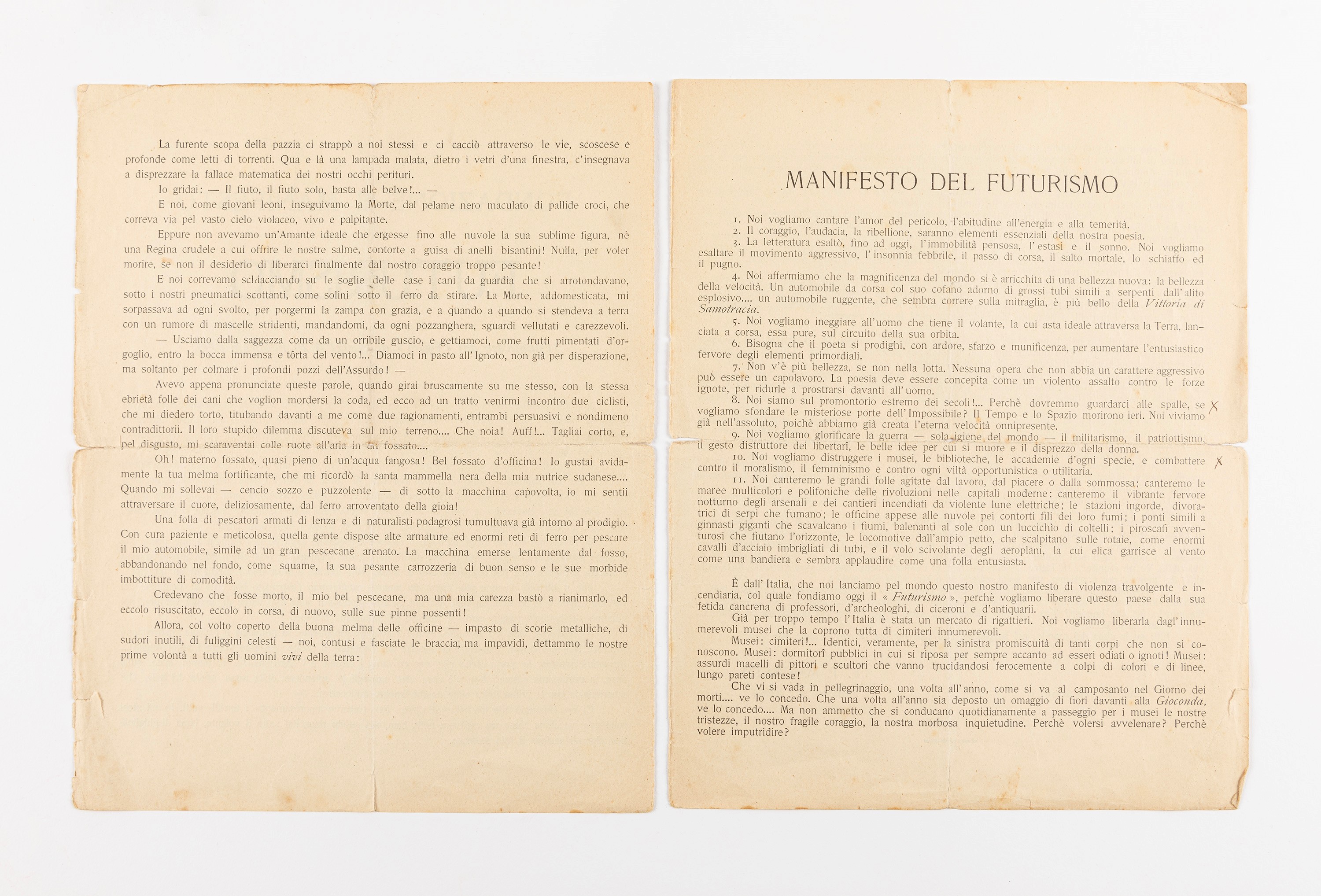 Filippo Tommaso Marinetti (rif.) - Fondazione e Manifesto del Futurismo, 1909, cm 29 x 23