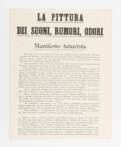 La pittura dei Suoni, Rumori, Odori - Manifesto Futurista (1913)