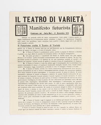 Il teatro di varietà. Manifesto futurista, 1913