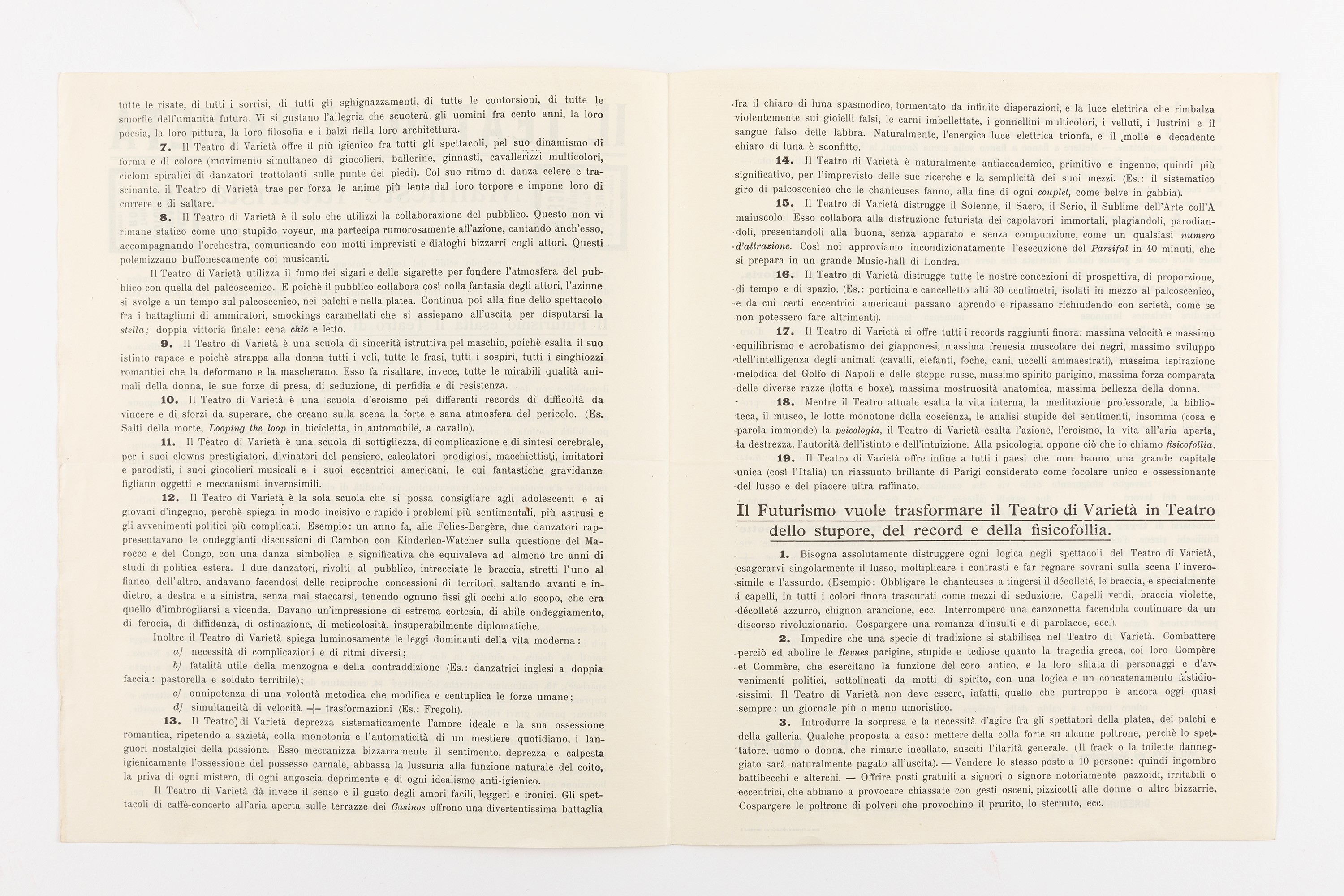 Filippo Tommaso Marinetti (rif.) - Il teatro di varietà. Manifesto futurista, 1913