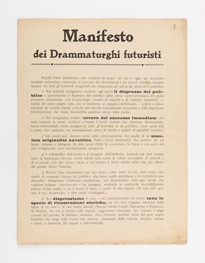 Manifesto dei Drammaturghi Futuristi, 1911