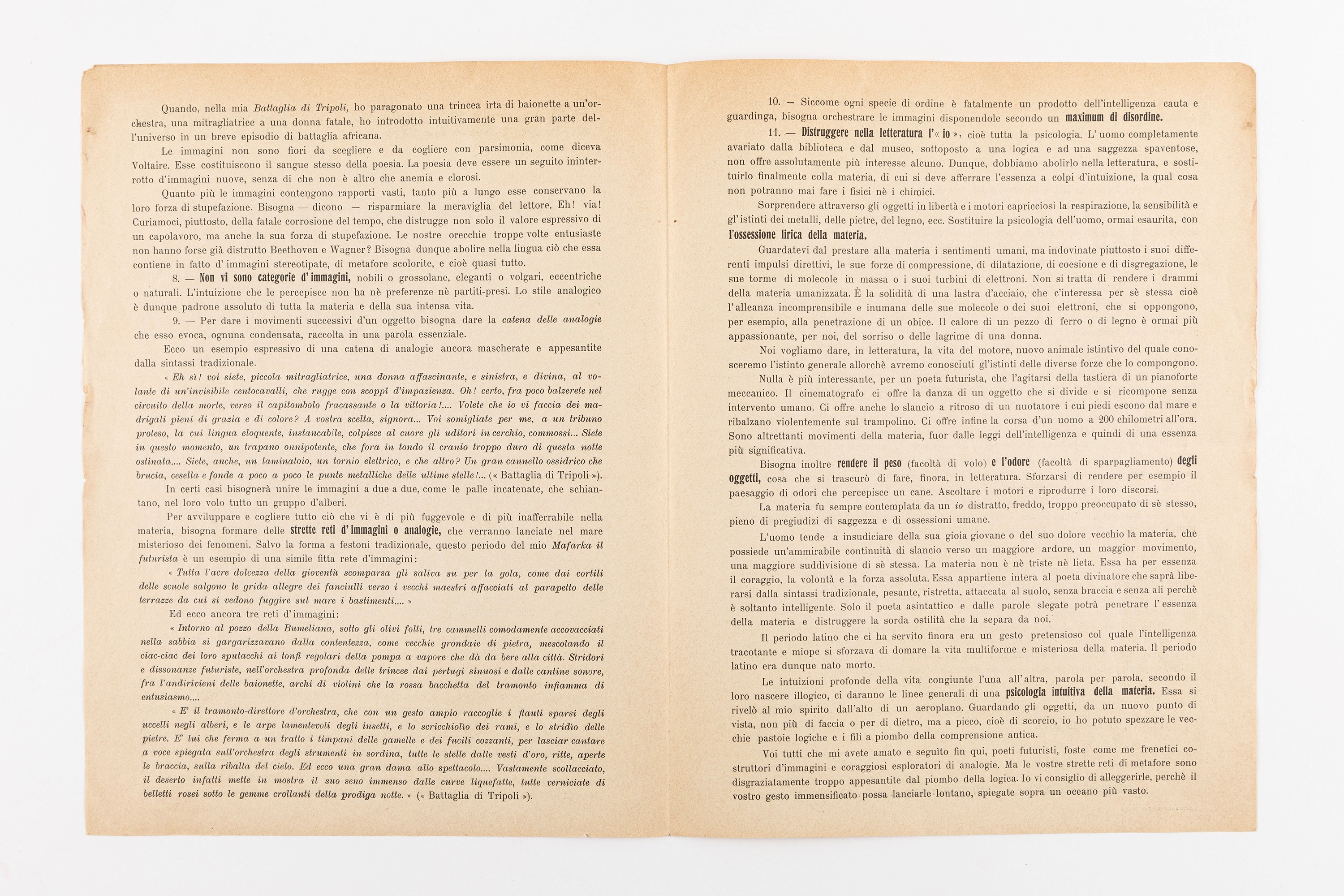 Filippo Tommaso Marinetti - Manifesto Tecnico della Letteratura Futurista, 1912