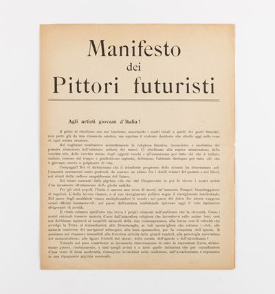 Manifesto dei Pittori Futuristi, 1910, cm 29 x 23