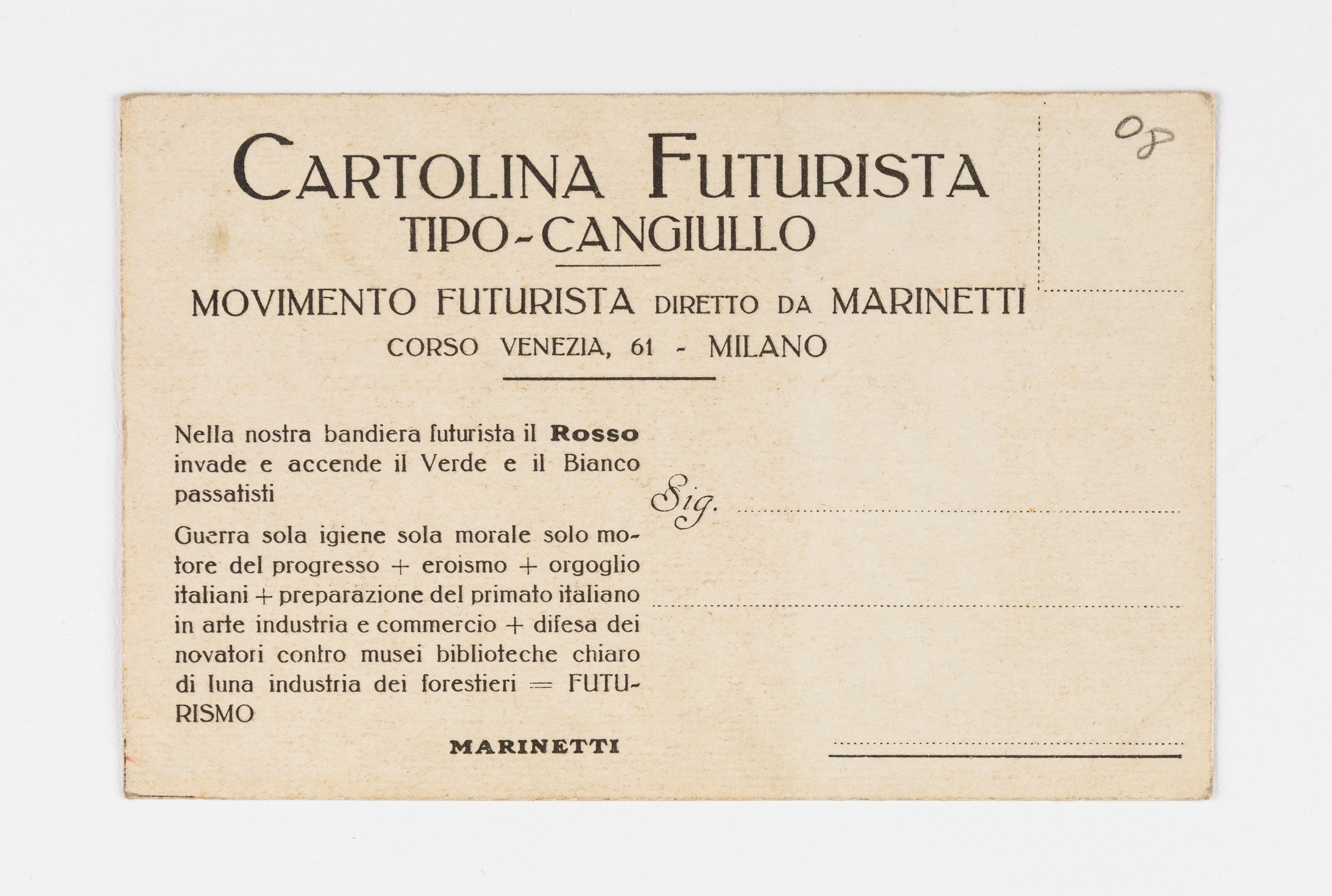 Filippo Tommaso Marinetti (rif.) - Cartolina Futurista, anni '10, 13,5 x 9 cm