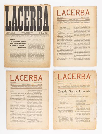Lacerba, lotto di 04 riviste (numeri 6, 13, 16, 24)