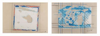 Lotto composto da due tecniche miste e collage su carta, 1975