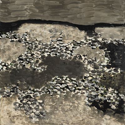 Paesaggio spagnolo, tecnica mista su cartoncino, 1975