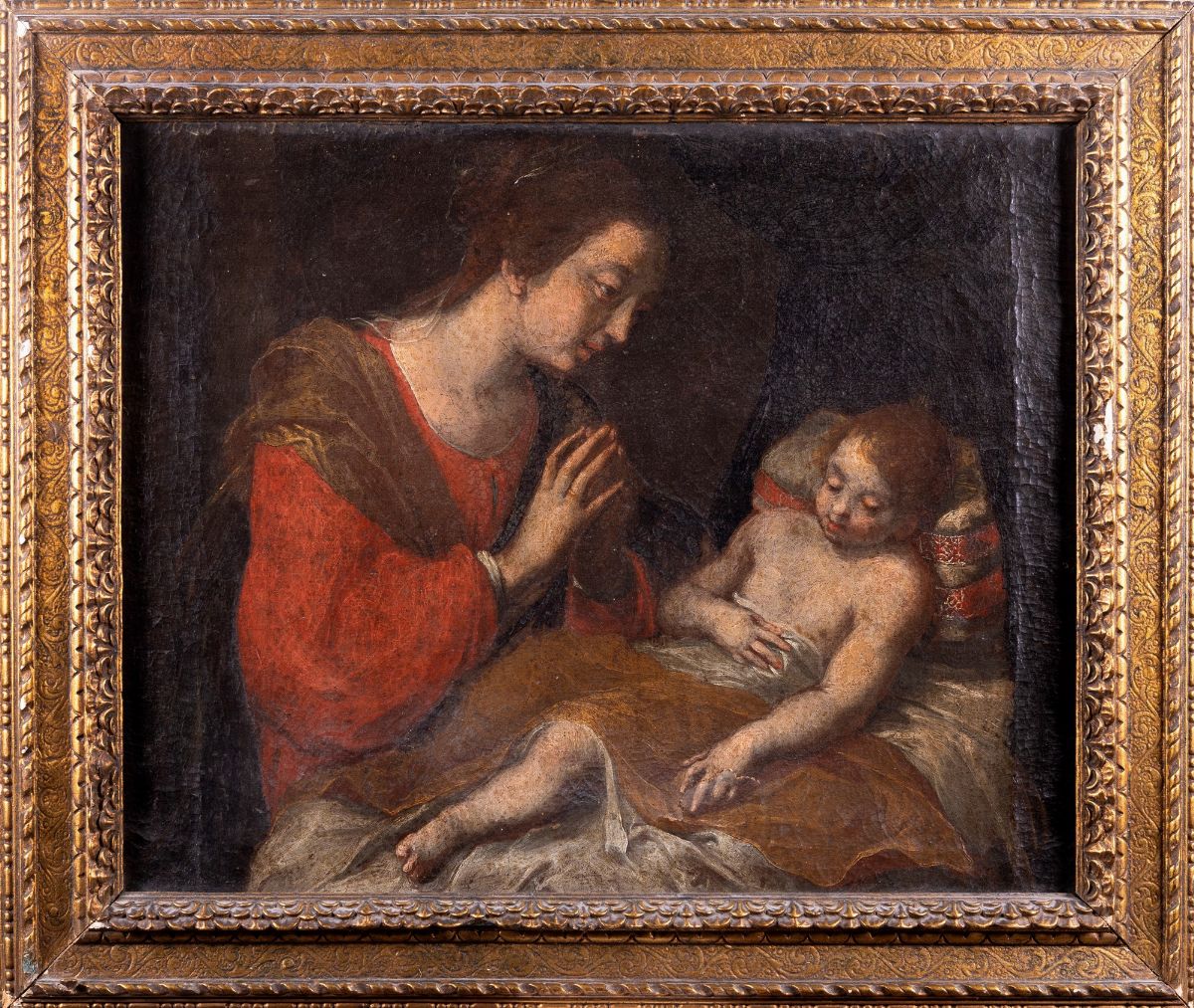 Scuola Dell'italia Settentrionale, Secolo XVII - Madonna in Adorazione del Bambino