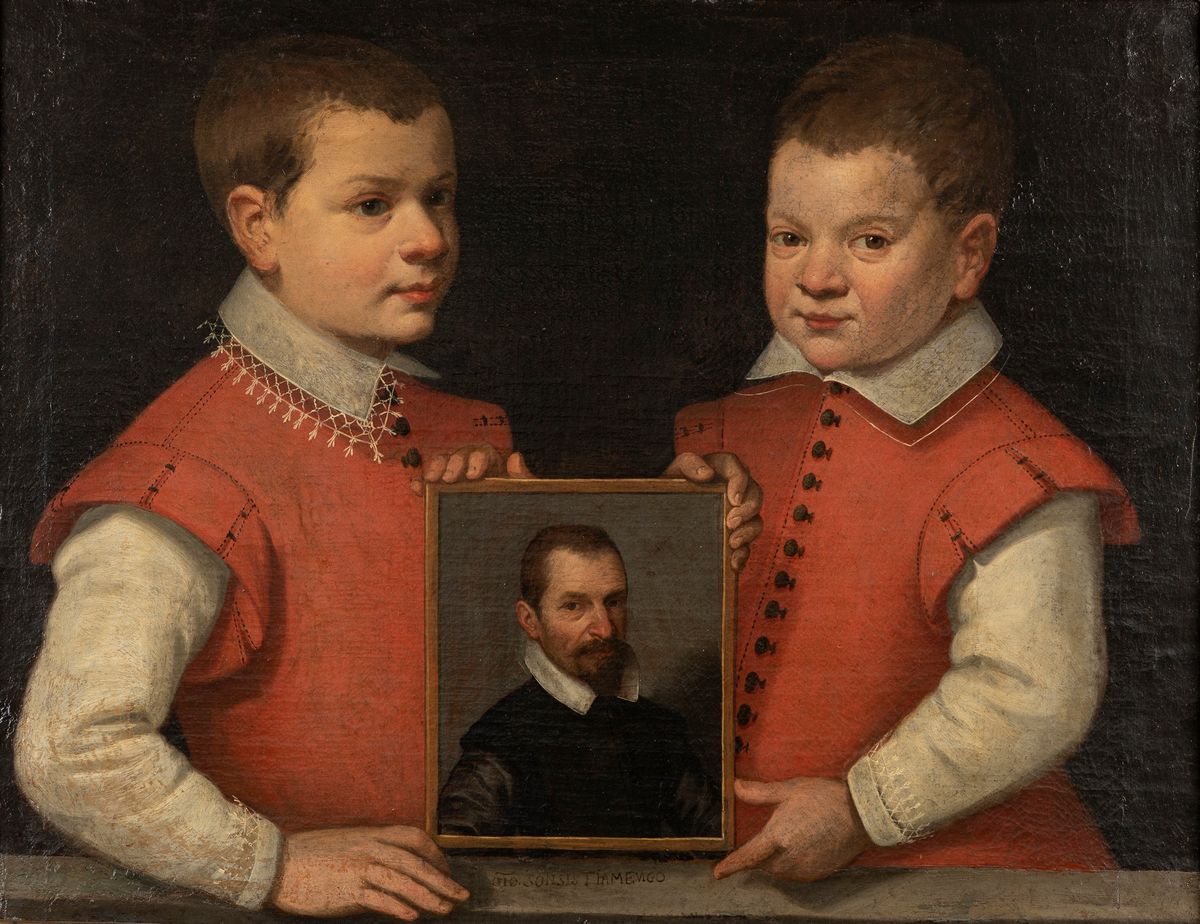 Jan Soens - Autoritratto del Pittore con i Due Figli