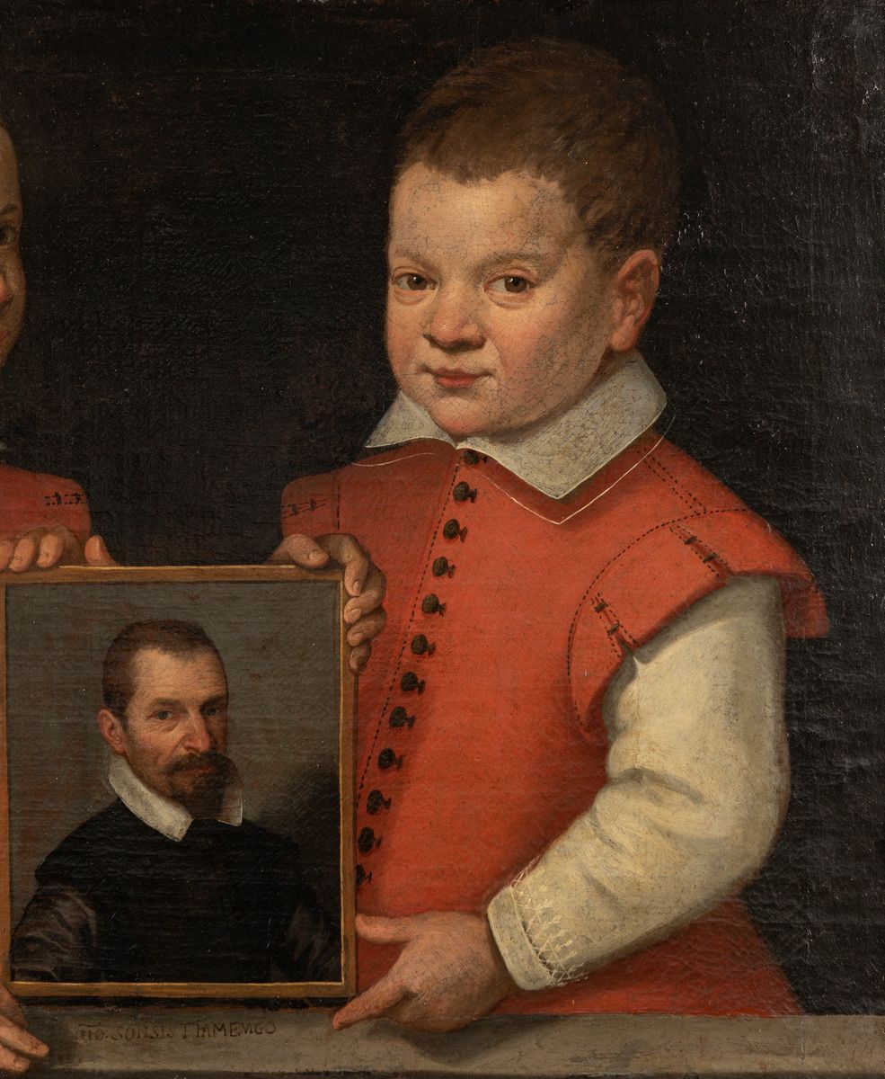 Jan Soens - Autoritratto del Pittore con i Due Figli
