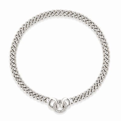 Collana con diamanti, oro bianco 18k